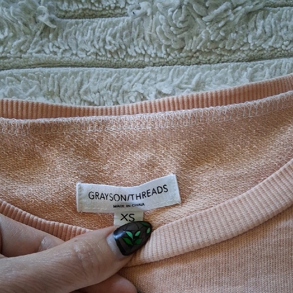 Grayson Threads Pink and Gray Long Sleeve Crop Sweatshirt - Picture 2 of 6